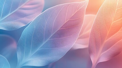Obraz premium Vibrant Blue and Pink Leaves Close Up, Detailed close up of delicate leaf veins background
