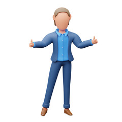 3d illustration of businessman giving thumbs up