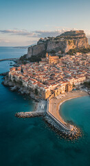 Cefal? Charm: Coastal Town & Fortress in Sicily. Azure Waters, Historic Architecture, Italian Vacation Bliss!