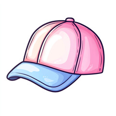 Fototapeta premium A vibrant and playful baseball cap featuring a pink and blue color scheme, ideal for casual wear and outdoor activities, adding a fun touch to any outfit.
