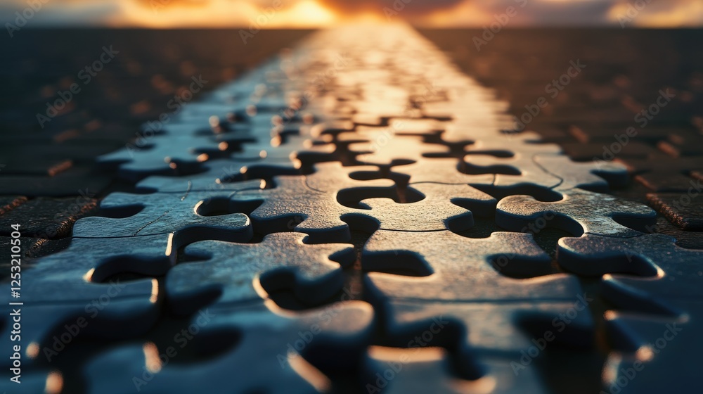Poster puzzle pieces creating a pathway towards hope and new beginnings