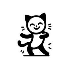 cute cartoon cat dancing logo design