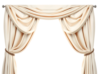 Open golden curtains with transparent background 