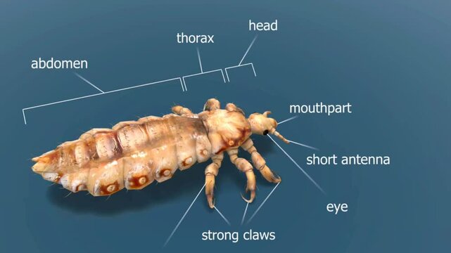 Head lice anatomy 3D