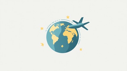 Naklejka premium Earth Globe with Airplane - Global Travel - Vector Illustration