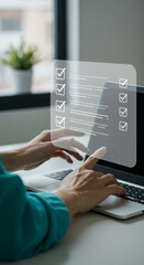 Digital Checklist: Streamlining Tasks on Laptop - Boost Productivity & Achieve Goals with Online Forms & Surveys for Efficient Workflow Management