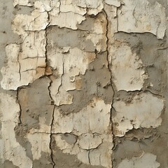 Fototapeta premium Cracked wall with peeling paint in urban setting
