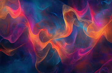 Obraz premium Abstract background featuring vibrant, colorful light and color effects set against a dark blue backdrop, creating a dynamic contrast and visually striking design
