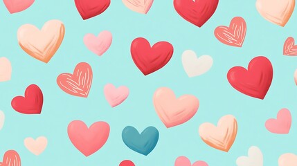 Playful Cartoon Hearts and Kisses Design for Fun Background or Decorative Use