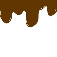 Illustration of melting chocolate. Frame, dripping syrup, design, banner, flat pattern, drink.