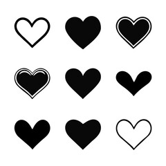 love heart logo icon set, simple vector