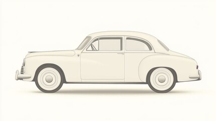 Fototapeta premium Classic vintage car illustration showcasing a side view against a minimalist background