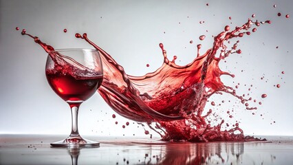 Fototapeta premium Wine Splash Abstract Art: Red Wine Dripping on White Background