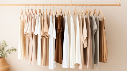 Embracing simplicity with a sustainable minimalist wardrobe in soft tones. Generative AI