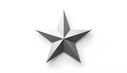 Shiny silver star with metallic finish and sharp edges symbolizing prestige and excellence