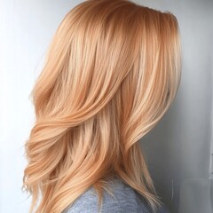 Stunning Peach Blonde Hair Color Inspiration:  Long Layered Locks with Subtle Highlights