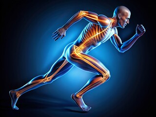 X-Ray Profile of Running Man, Healthy Active Lifestyle, Fitness Concept