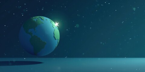 A Shining Star Illuminates a Stylized Earth in a Dark, Starry Sky, Evoking a Sense of Wonder and Hope for the Future