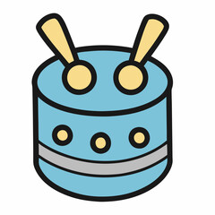 Toy drums icon outline Drum instrument Band music color flat vector illustration (1)