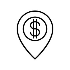 Abstract Money Location Icon with Dollar Symbol in Minimal Design
