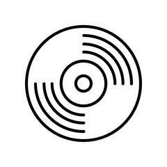 Minimalist Line Art Illustration of a Vinyl Record Icon