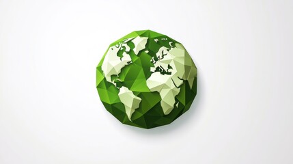 Green polygonal Earth globe on white background