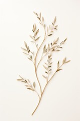 Elegant nature silhouette  gold thread tree or plant design with simplified leaves and branches