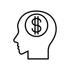 Minimalist Profile Silhouette With Dollar Sign Symbolizing Wealth and Finance