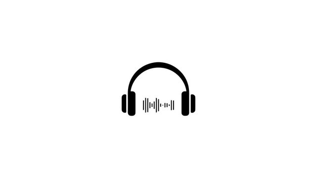 Headphone sound wave animation on background with dynamic audio visual effects 4k animated