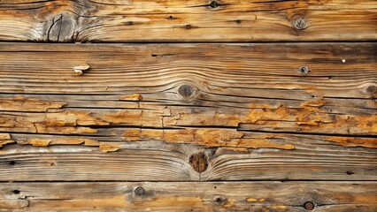 Naklejka premium weathered wooden board with visible mold growth and cracks, showing signs of aging and deterioration