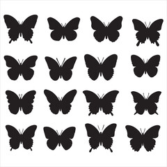 set of vector icon various butterfly silhouette