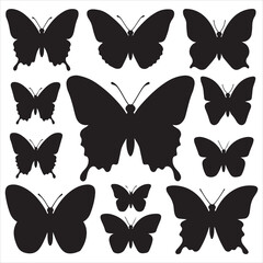 set of vector icon various butterfly silhouette