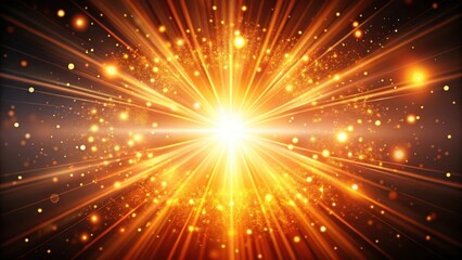 Vibrant abstract orange light burst with peach and golden sparkling rays on dark background, dark background, abstract art