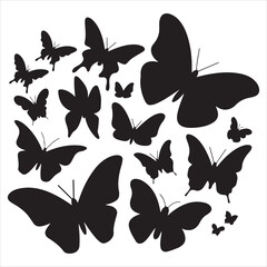 set of vector icon various butterfly silhouette