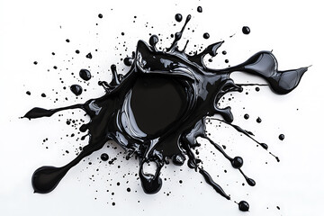 Abstract Black Liquid Splash on White Background