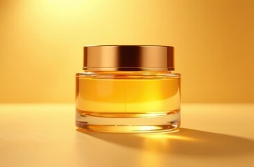 Golden semi transparent skin care product essence with bright backlight