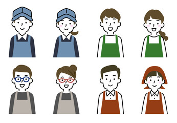 エプロン姿の男女　笑顔