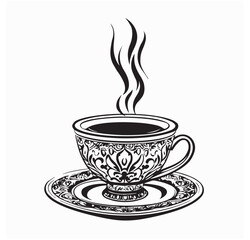 Coffee Cup Vector Art. Turkish Coffee And Delight Image vector.