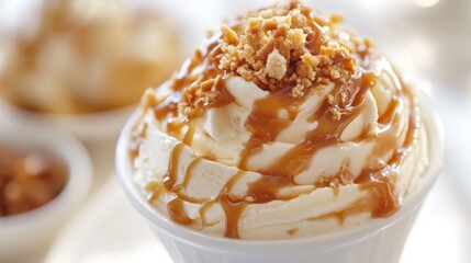 Delicious Caramel Flavored Dessert with Crunchy Topping