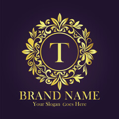 Luxury Gold Monogram Logo - Letter T