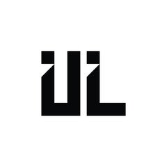 Obraz premium UL monogram logo design letter text name symbol monochrome logotype alphabet character simple logo