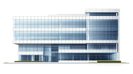 Fototapeta premium Modern office building facade illustration, isolated, business, architecture, urban, city, commercial, front view