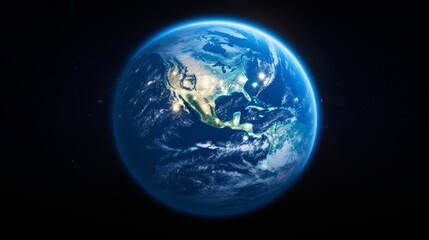 Fototapeta premium Earth glowing in space a minimalist representation of our planet against a dark backdrop