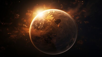 Obraz premium Earth set against black space a minimalist view highlighting soft atmospheric glow and depth