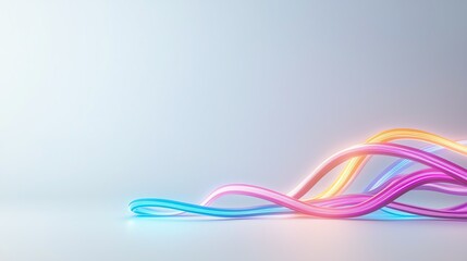 Colorful abstract light waves on a soft gradient background, creating a dynamic and vibrant visual effect.
