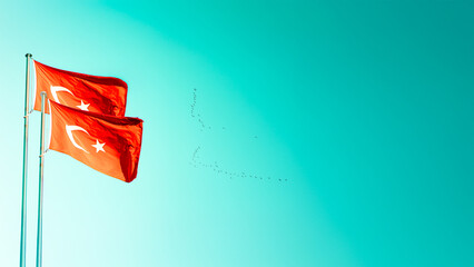 Turkish Flag horizontal background with space for text for 19 may, 23 april national holiday