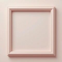 Fototapeta premium Empty pink square frame, minimalist design, soft pastel color, textured background, gentle shadows, clean lines, simple elegance, wall decor, modern aesthetic, muted tones, subtle depth, square compos