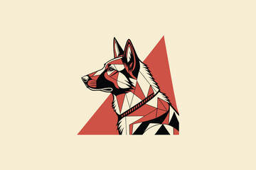 geometric shape dog portrait vector art illustration on white background