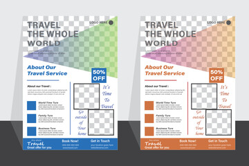 New modern travel flyer design template 