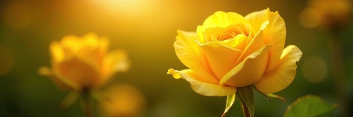 A bright yellow rose blooms in the warm sunlight, its petals unfolding like tiny rays of sunshine , yellow rose, sunshine